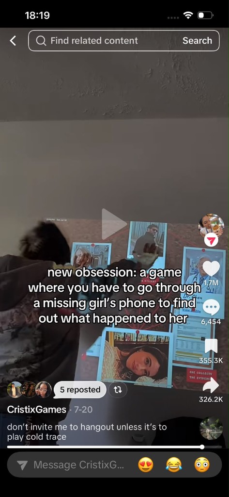 Person pointing at a suspect on the investigation board, filmed from behind